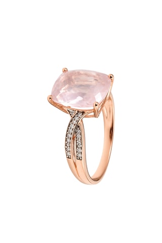 Bague Pink Power - Or rose, quartz et diamants