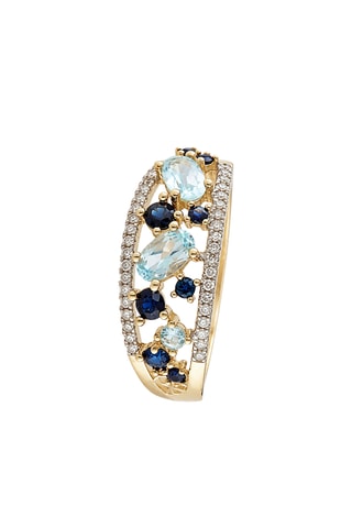 Bague Dahra - Or jaune, diamants, topazes et saphirs
