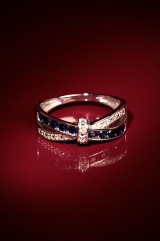 Bague Starky - Or blanc, diamants et saphirs