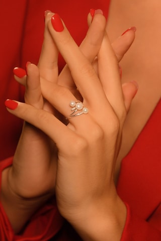 Bague Kawai - Or blanc, diamants et perles de culture