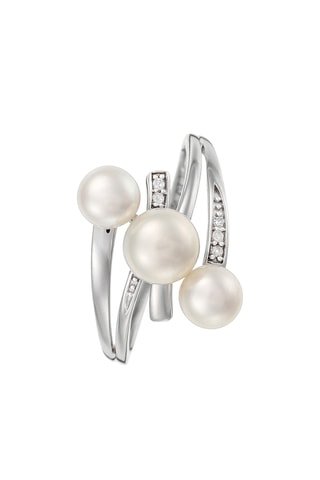 Bague Kawai - Or blanc, diamants et perles de culture