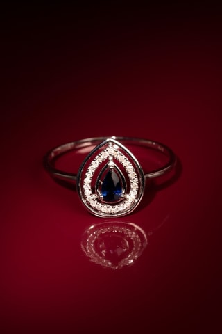 Bague Océane - Or blanc, saphir et diamants