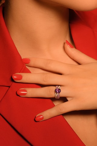 Anel Ballarat Ouro amarelo, diamantes, e ametistas