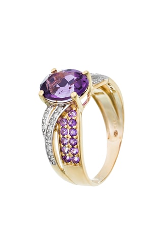 Anel Ballarat Ouro amarelo, diamantes, e ametistas
