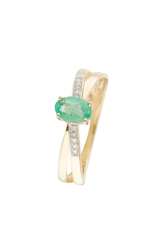 Bague Ambi - Or jaune, diamants et émeraude