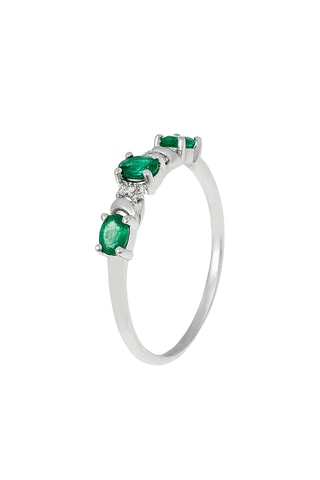 Bague Abaya - Or blanc, diamants et émeraudes