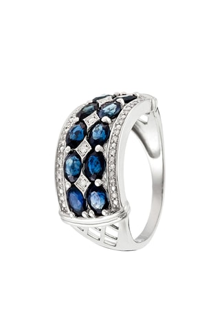 Bague Hanoï - Or blanc, diamants et saphirs