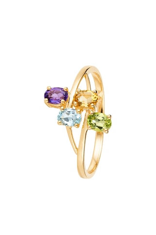 Bague Bornéo - Or jaune, améthyste, topaze, citrine et péridot