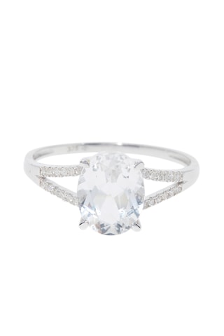 Bague Miri - Or blanc, diamants et topaze