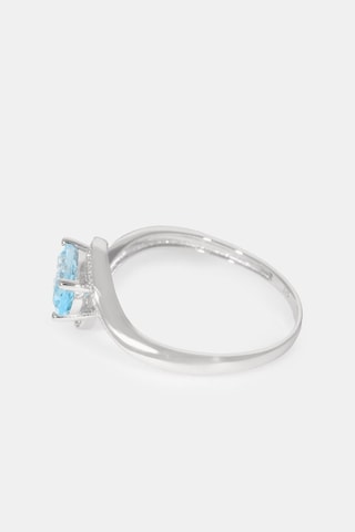 Bague Fleur bleue - Or blanc, diamants et topaze