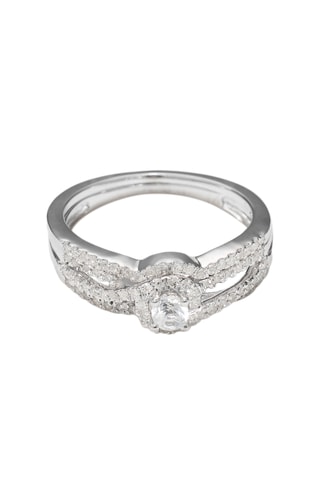 Anel Étoile Flamboyante Ouro branco, diamantes e topázio
