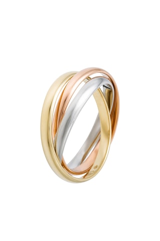 Anel Tri dourado - Ouro branco, ouro amarelo e ouro rosa