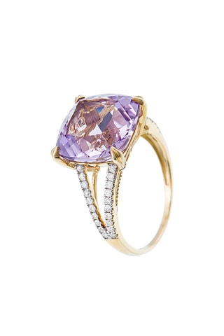 Anel Pink Fiction Ouro amarelo, ametista e diamantes