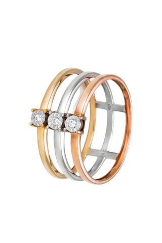 Anel Bario - Ouro branco, ouro amarelo, ouro rosa e diamantes