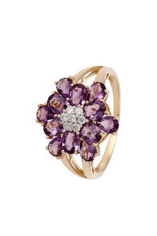 Bague Ondine - Or jaune, diamants et améthystes