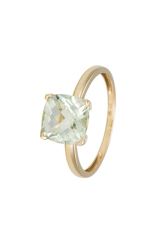 Anel Prasiolite Unique Ouro amarelo e ametista