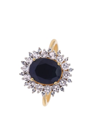 Anel Soleil Bleu Ouro amarelo, topázios e safira