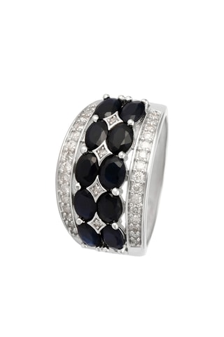Bague Gabrielle - Or blanc, diamants et saphirs
