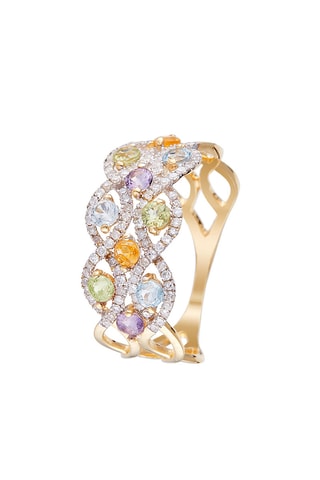 Anel Color Pop - Ouro amarelo, diamantes, peridotos, topázios, ametistas e citrinos
