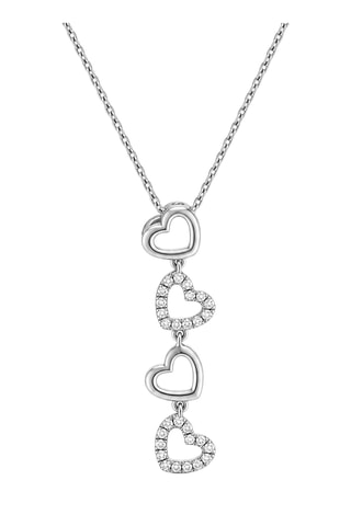 Pendentif 4 cœurs - Or blanc et diamants