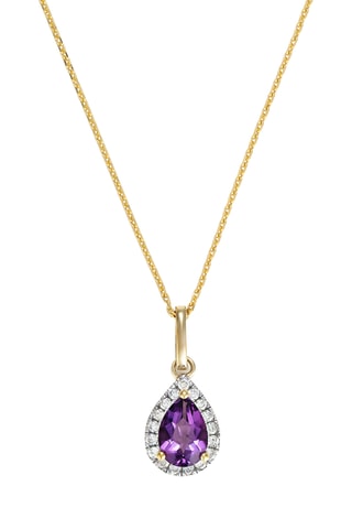 Pendentif Goutte Moi - Or jaune, diamants et améthyste