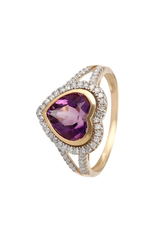 Bague Myrtille - Or jaune, diamants et améthyste