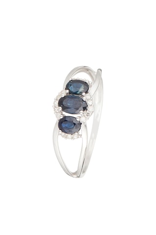 Bague Rizal - Or blanc, diamants et saphirs