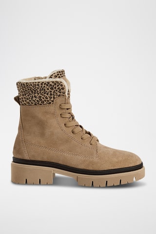 Bottines fourrées en nubuck - Marron