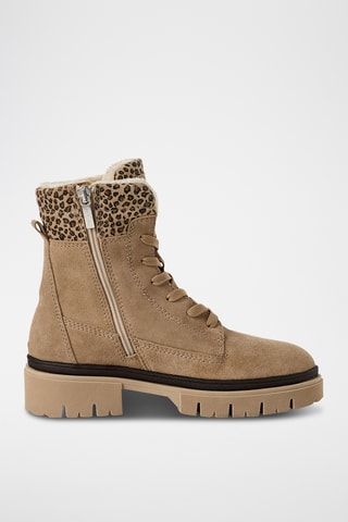 Bottines fourrées en nubuck - Marron