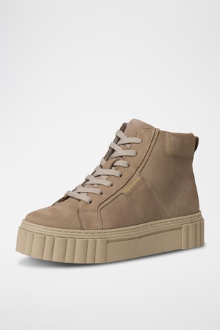 Bottines plateformes en cuir - Taupe