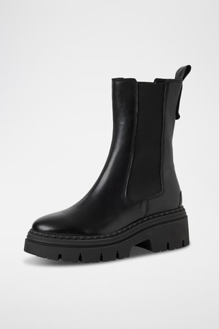 Bottines Chelsea plateformes en cuir - Noir