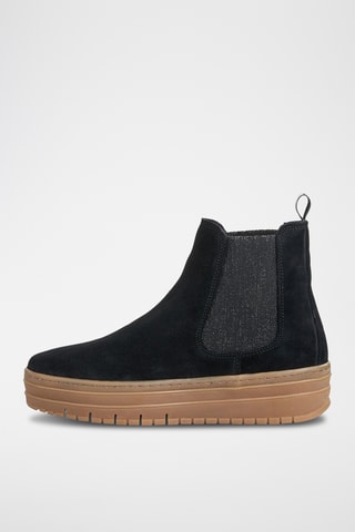 Bottines Chelsea plateformes en nubuck - Noir