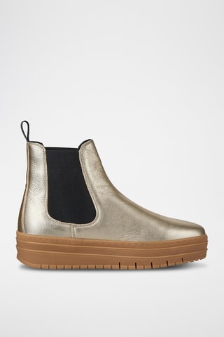 Bottines Chelsea plateformes en cuir - Doré