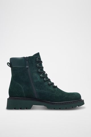 Bottines en nubuck - Vert foncé