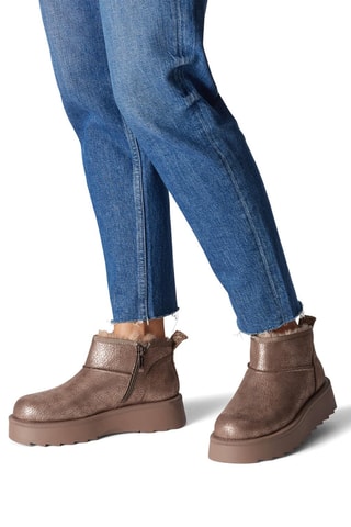 Low boots plateformes fourrés - Taupe