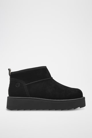 Low boots fourrés en nubuck - Noir