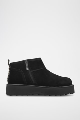 Low boots fourrés en nubuck - Noir