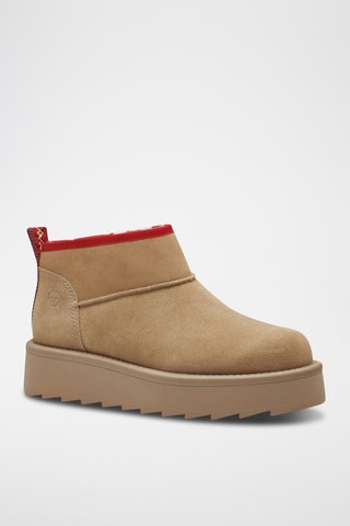 Low boots fourrés en nubuck - Beige