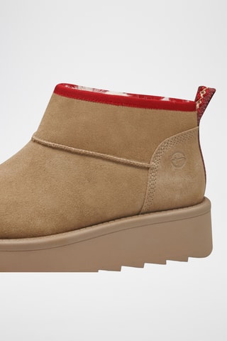 Low boots fourrés en nubuck - Beige
