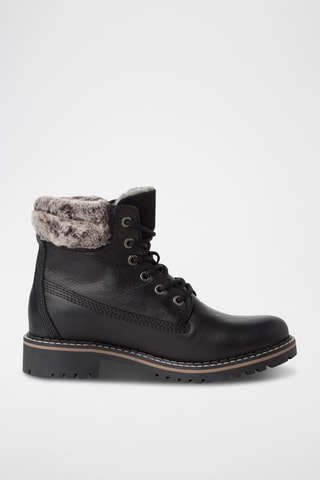 Bottines fourrées en cuir - Noir