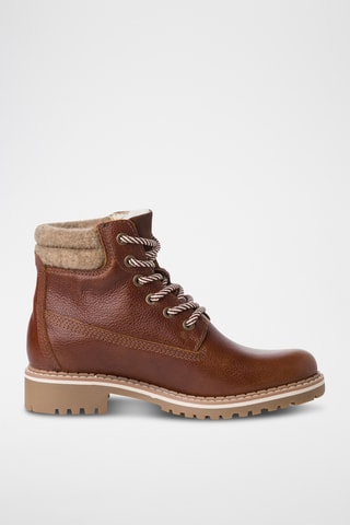 Bottines fourrées en cuir - Marron
