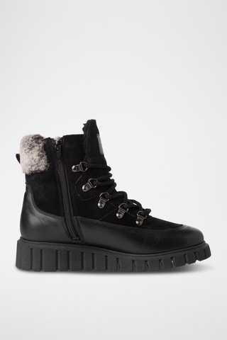 Bottines fourrées en cuir - Noir