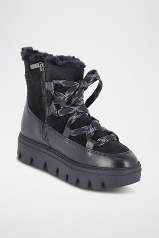 Bottines plateformes fourrées en cuir - Noir