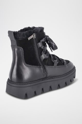 Bottines plateformes fourrées en cuir - Noir