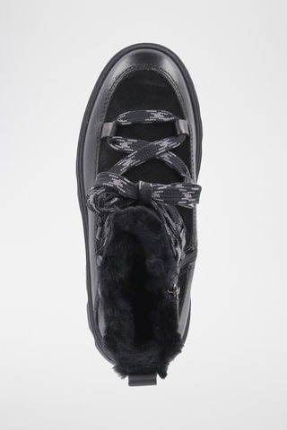 Bottines plateformes fourrées en cuir - Noir