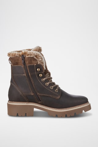 Bottines fourrées en cuir - Marron