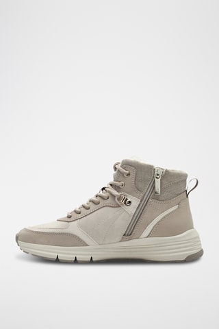 Baskets montantes fourrées en cuir - Beige