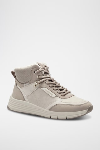 Baskets montantes fourrées en cuir - Beige