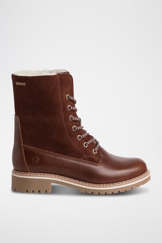Bottines fourrées en cuir - Marron