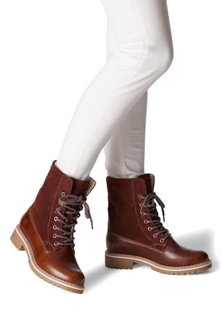 Bottines fourrées en cuir - Marron